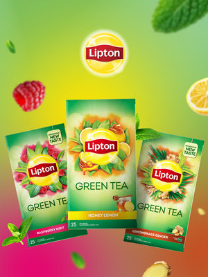 Lipton Assorted Green Tea Bags | Honey Lemon, Raspberry Mint and Lemongrass Ginger (Pack of 3)