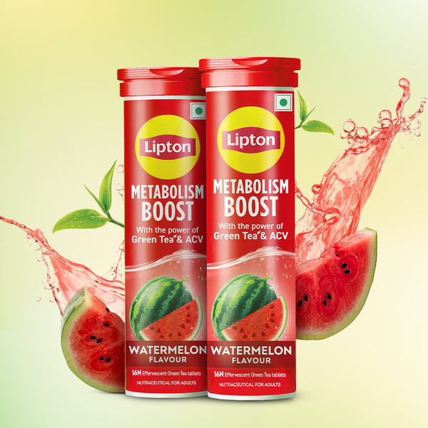 Metabolism Boost Tablets | Green Tea & Apple Cider Vinegar - Watermelon Flavor (Pack of 2 tubes)