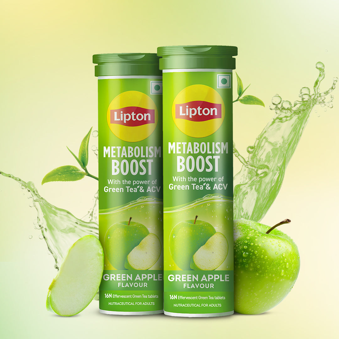 Metabolism Boost Tablets | Green Tea & Apple Cider Vinegar - Green Apple Flavor (Pack of 2 tubes)