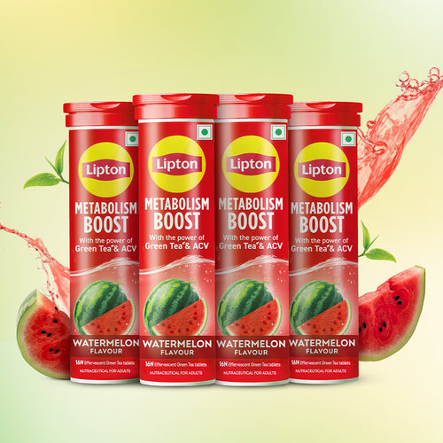Metabolism Boost Tablets | Green Tea & Apple Cider Vinegar - Watermelon Flavor (pack of 4 tubes)