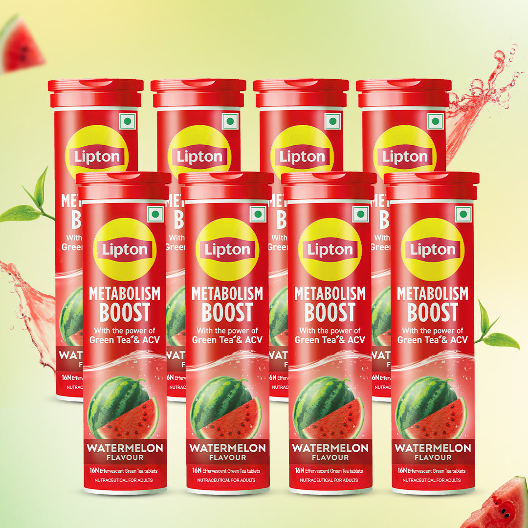 Metabolism Boost Tablets | Green Tea & Apple Cider Vinegar - Watermelon Flavor (pack of 8 tubes)