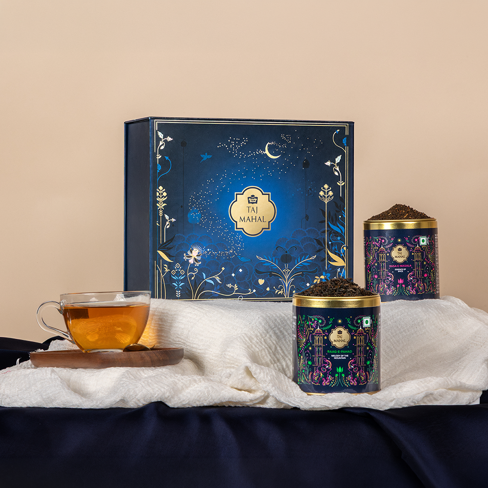 Ghazal Assorted Tea Gift Box with Spoon (100g * 2 Premium Flavored Teas) | Taj Mahal Tea