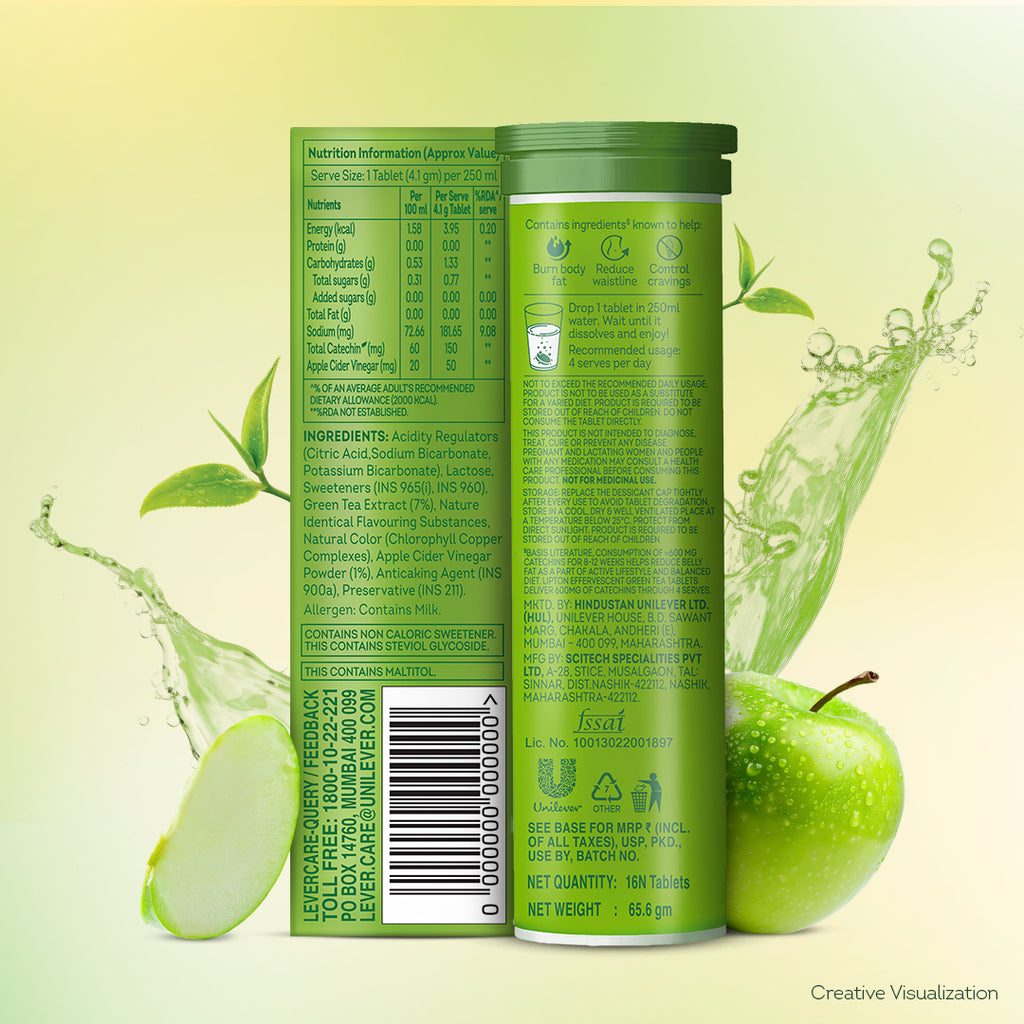Metabolism Boost Tablets | Green Tea & Apple Cider Vinegar - Green Apple Flavor (Pack of 2 tubes)