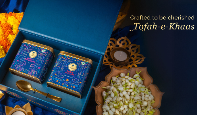 Thumri Assorted Tea Gift Box with Strainer (100g * 3 Premium Flavored Teas) | Taj Mahal Tea
